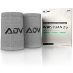 ADV Bamboo Charcoal Cotton Blend Tennis Wristbands - Ultra Absorbent, Doublewide & Slim Sweat Bands for Wrists - 4 Pack or 2 Pack (Gray 2-Pack)