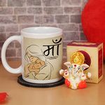 TIED RIBBONS Mothers Day Gift For Mom Women Wife Mother In Law Mummy (Printed Ceramic Coffee Mug With Mini Ganesh Idol Statue Showpiece) - Anniversary Birthday Gifts, 325 ML
