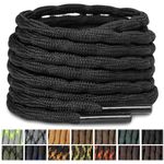 Stepace Round Boot Laces [2 Pairs] Heavy Duty Shoelaces for Work Boots Hiking Boot Shoes Black-120