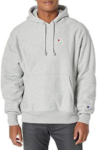 Champion Men's C Logo Reverse Weave Hoodie, oxford heather, medium