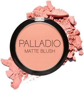 Palladio Matte Blush, Brushes onto Cheeks Smoothly, Soft Matte Look and Even Finish, Flawless Velvety Coverage, Effortless Blending Makeup, Flatters the Face, Convenient Compact, Peach Ice
