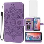 Bohefo Case for Moto G Play 2024 4G Case, Moto G Play Gen 3 Wallet Case with Tempered Glass Screen Protector, Leather Flip Credit Card Holder Stand Phone Cover for Motorola Moto G Play 2024 4G Purple