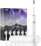 JTF Sonic Electric Toothbrush for Adults, Power Toothbrushes with 6 Brush Heads and Portable Travel Case, 2 Min Auto Timer Rechargeable Tooth Brush, IPX7 Waterproof USB Fast Charging