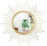 HLFMVWE Gold Mirrors for Wall Metal Sunburst Wall Mirrors Home Décor Decorative Hanging Wall Art for Living Room Bedroom Entryway Large 60 x 60 cm