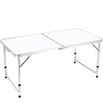 BARGAIN FACTORY - Folding Camping Table - Aluminium Adjustable Height Picnic Table - Waterproof and Rust Resistant Portable Desk - Easy to Carry for Traveling (4ft)