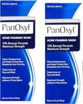 PanOxyl Acne Foaming Wash Benzoyl Peroxide 10% Maximum Strength Antimicrobial, 5.5 oz.(2 Pack Bundle)