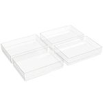 Gatton Design Desk Drawer Organiser Clear Plastic Trays | Set of 4 | Storage Organizer & Dividers | Organise Makeup, Toiletries & Stationary | Anti-Slip Feet & Stackable | (9x6x2in/22.9x15.2x5.1cm)