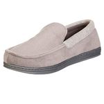 isotoner Men's Microterry and Waffle Travis Moccasin Slippers with Memory Foam Insole and Durable Rubber Outsole, Ash, 9 Numeric_10_Point_5