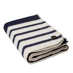 Andes Lines - Thick Alpaca Wool Blanket – Heavyweight Alpaca Wool Blanket for Camping Outdoors or Using Indoors | Soft Peruvian Alpaca Wool Blankets (Navy Blue/Ivory, Queen)
