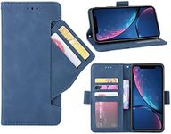 GoshukunTech Case for iPhone XR,for iPhone XR Wallet Case[ 5 Card Slots Leather Wallet ] Soft TPU Inner Case Flip Cover Stand Feature Compatible with iPhone XR [6.1 inch]-Navy Blue