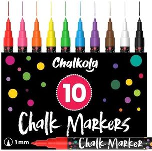 Extra Fine Tip Liquid Chalk Markers (10 Pack) - Dry Erase Marker Pens for Blackboard, Windows, Chalkboard Signs, Bistro - 1mm Tip