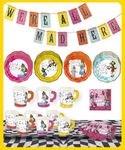 Talking Tables | Alice in Wonderland Party Decorations & Tableware for 16 Guests | Mad Hatter Double Sided Bunting, Paper Plates, Napkins, Cups, Table Cover for Birthday, Afternoon Tea Baby Shower