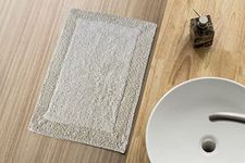 100% Cotton Luxury Reversible Bath Rug Ultra Absorbent Machine Washable Mat for Bathrooms/Showers (17" x 24", Cream)