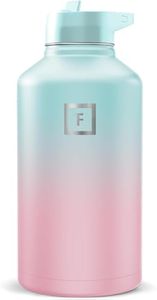 IRON °FLASK 64 oz Wide Mouth Water Bottle with Straw | Insulated Half Gallon Water Bottle with Leakproof Straw Lid - BPA Free, Cold 24 Hrs, Sweat Free (Bubble Gum)