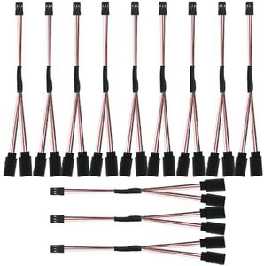 KEAcvise 12-Piece jst Connector kit with servo Extension Cable - Male to 2 Female y Harness Wire for rc Cars and Airplanes - Compatible with 3 pin Connector and futaba