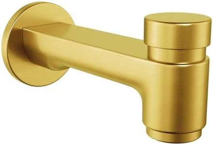 HammerHead Solid Brass Tub Spout with Spring-Loaded Diverter, 6.8" Length, 1/2" FNPT or 3/4" MNPT Thread-On Bath Tub Spout, Heavy-Duty Bathtub Faucet, Brushed Gold