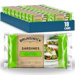 Brunswick Sardines with Hot Peppers - 106g, 18 Count - Canned Fish - Excellent Source Of Protein - 16g Per 84g Serving Drained - Contains Omega-3, Iron - High In Vitamin D