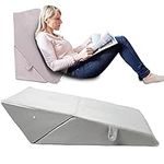 HUNAQ Bed Wedge Pillows, Memory Foam Back Support Pillow, Adjustable Folding Knee Pillow for Sleeping, Reading, After Surgery, Anti Snoring, Neck and Leg Pain Relief