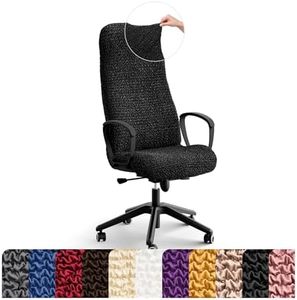 PAULATO BY GA.I.CO. Office & Gaming Chair Slipcover - Stretch Computer Desk Chair Cover with Zipper - Fabric Slipcovers - 1-Piece Form Fit Cover - Microfibra Collection - Black (Office Chair)