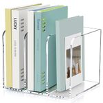 SANRUI Acrylic Magazine Holder Desk Organizer Workspace Sorters with 3 Vertical Compartments，Clear Bookend File Sorter Holder，Folder Rack, Office Accessories Organization Storage