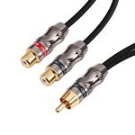 Devinal RCA Splitter, RCA 1 Male to 2 Female Cable Adapter, Stereo Audio RCA Y-Cable Heavy Duty, subwoofer Splitter Gold Plated 10" (25 cm)