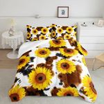 Tuzaovy Sunflower Bedding Sets Twin,Sunflower Twin Comforter Set for Kids,Yellow Twin Bedding Sets for Girls,Western Twin Size Bed Comforter Set for Teen Boys,Twin Size Camo Bedding Set