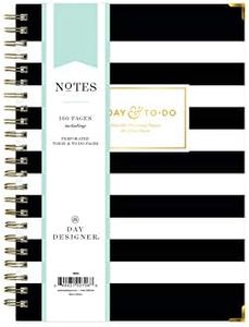 Blue Sky Day Designer for Today to-Do Notebook, 160 Ruled Pages, Twin-Wire Binding, Hardcover, 5.75'' x 8.5'', Black Stripe