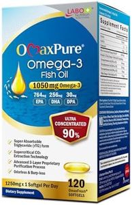 LABO Nutrition OmaxPure Omega 3 Softgel, 1125mg Omega-3, 120 Count, Pharmaceutical Grade, High Potency, Better Absorbed Supercritical CO2 Extracted