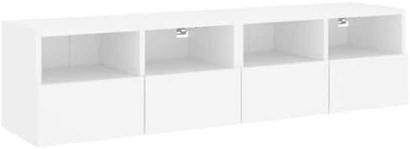 vidaXL White TV Wall Cabinets, Engineered Wood, Wall-Mounted TV Unit, Living Room Furniture, 60x30x30 cm - Set of 2