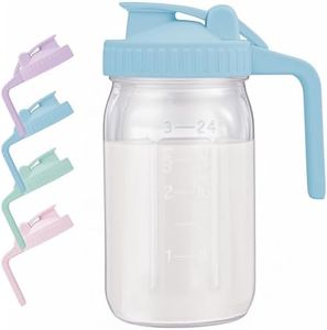 AoeJarry Breast Milk Pitcher with Leak Proof Flip Cap & Pour Spout, 32 oz Wide Mouth Mason Jars for Breast Milk Storage Container, Glass Picther with Lid for Cold Brew Coffee, Sun Tea, Juices, Blue