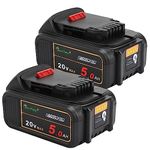 2 Pack Waitley 20V 5.0Ah Replacement Battery Compatible with Dewalt DCB200 DCB203 DCB204 DCD780 DCD785 DCD795 DCF885 DCF895 DCS380 DCS391 Li-ion Battery Tools