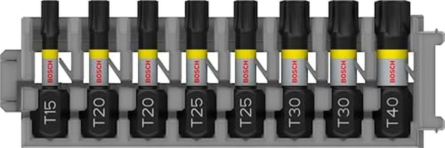 Bosch Professional - Juego de accesorios (8 piezas) Juego de destornilladores Torx (Impact Control, Pick and Click), Cranberry, T Bits-Länge 25 mm