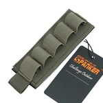 Excellent Elite Spanker Tactical Nylon 5 Round Shotgun Bullet Shell Holder Elastic 12 Gauge Shotshell Holder Ammo Pouch for Rifles with Adhesive Backing Sticker(Ranger Green)