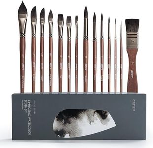 Artify Watercolor Brushes Professional, 14pcs Mixed Squirrel Hair Watercolor Paint Brush Set - Balanced Spring & Watercolor Absorption & Paint Release, Round/Flat/Filbert/Angled/Liner Tips