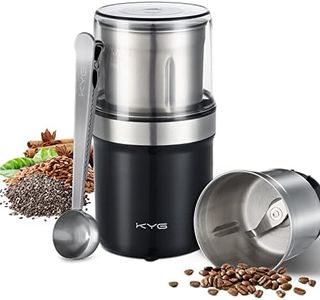 KYG Electric Coffee Grinder for Seeds, Pepper, Flaxseeds with Removable Bowl Spice Grinder 300W Cup Stainless Steel Washable