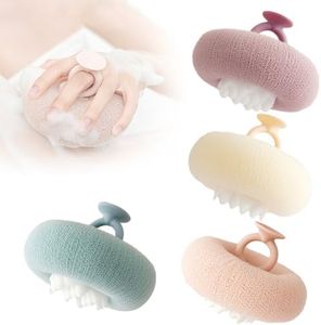 Super Soft Sunflower Suction Cup Bath Ball, 2026 Upgraded 2-in-1 Sunflower Bath Ball Exfoliating Bath Sponge Cleaning Brush, Sponge Mesh Pouf Shower Ball for Women, Men Shower (Colorful-4)