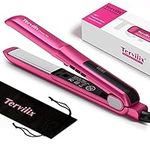 Terviiix Flat Iron Hair Straightener, Ceramic Straightening Irons for Frizz-Free Hair, Dual Voltage Flat Iron for Travel, Small Flat Iron Curling Iron In One, Planchas De Cabello, Auto Off (1 Inch)