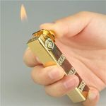 Alkey Metal Gold Bar Lighter Fire Butane Gas Smoke Lighter Inflatable Cigarette Cigar Gasoline Engine Oil Lighter Gadget Cigarette Stylish Pocket Lighter