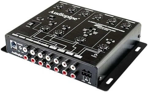 Audiopipe 4-Way Active Crossover (XV-4-V15), Multiplier Switch, Compact, Power LED Indicator, Subwoofer Bass Boost, Custom Installation, Remote Bass Knob