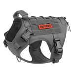 OneTigris Tactical Dog Harness Vest,FIRE WATCHER 2.0 No-Pull Service Dog Vest with Hook & Loop Panels,Adjustable Dog Vest Harness for Walking Hiking Training(XS, Grey)