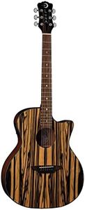 Luna Guitars 6 String Gypsy Exotic Black/White Ebony Acoustic/Electric Guitar, Gloss Natural, Right, (GYP E BWE)