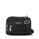 Baggallini Women's Crossbody Bag, Black with Sand Lining, Wide Strap