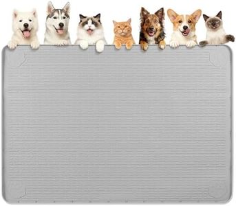 Bartuke Dog Food Mat, Extra Large 70" x 45" Silicone Pet Feeding Mat with Raised Edge Pet Placemat for Small, Medium, and Large Pets Non-Slip, Easy to Clean (Light Grey)