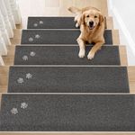 BEQHAUSE Stair Treads for Wooden Steps Non-Slip Machine Washable Carpet Stair Treads 28"X9" Soft Indoor Stair Runner for Kids Elders and Pets, 100% Polyester, 15pcs, Dark Grey
