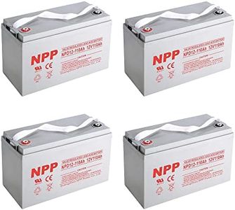 NPP NPD12-110Ah (T16, 4Pcs) 12V 110Ah AGM Deep Cycle Sealed Lead Acid Rechargeable Battery for UPS,RV, Off-Grid Solar and Inverter, Marine,Pure Sine Wave PST-100S-24A Brand Product