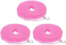 uxcell Portable Clothesline, 26.25ft Nylon Windproof Non-Slip Washing Line Rope for Courtyard Outdoor Travel Camping Laundry Drying, Pink 3 Pcs