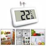 OFKP Digital Wireless Waterproof Freezer Fridge Thermometer with Hook & Frost Alert for Home Restaurants Bars and Cafes (White)