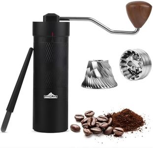 RQ OUTDOOR Manual Hand Coffee Grinder with Straight Handle for French Press, Drip, Espresso with Assembly Consistency Stainless Steel Conical Burr Mill, 35g Capacity