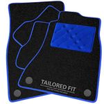 Car Mats FOR Honda Accord (7th gen) 2003-2007 manual Black Carpet + Blue Ribbed Trim + Blue Rectangle Heel Pad [SAPP-243]