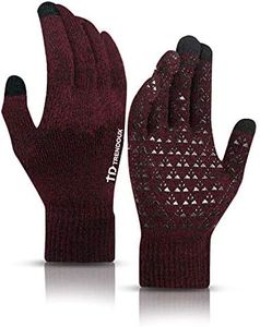 TRENDOUX Gloves, Winter Touch Screen Glove for Men Women - Running Driving Cycling in Cold Weather - Non-Slip Grip - Warm Liner - Elastic Cuff - Stretchy Material - Thermal Knit Glove - Black Red - L